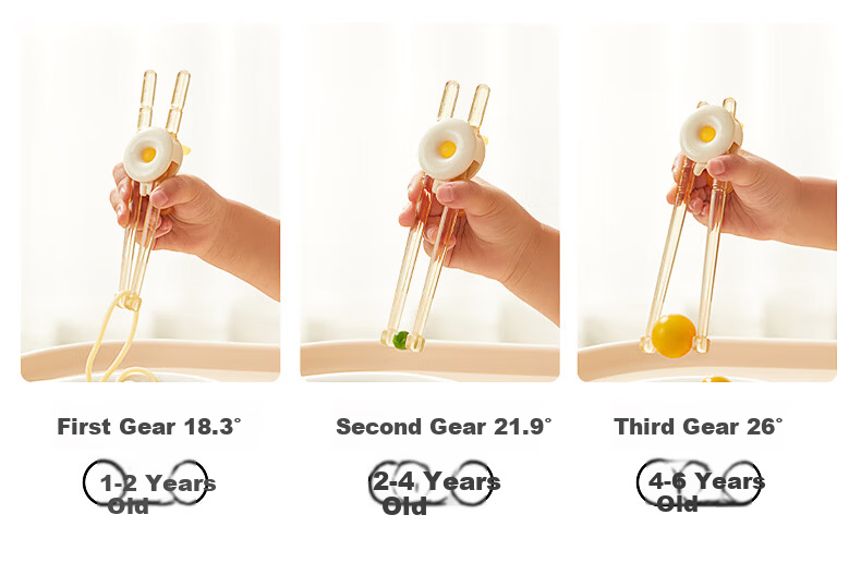 Huangchong Children's Chopsticks, Tiger Mouth Training Chopsticks for Ages 1-3 Baby Learning Chopsticks, Toddler Auxiliary Practice Dining Utensils 6