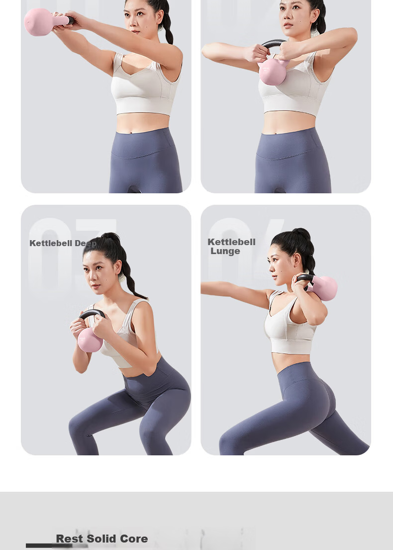 Lexi Cast Iron Kettle Bell Solid Dumbbell Home Fitness Equipment Hip Lift Ivory White 8kg 8
