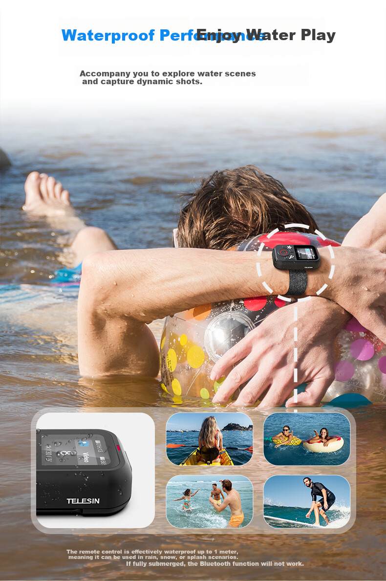TELESIN Bluetooth Remote Control for GoPro 13 Compatible with Hero 12 11 10 9 Action Camera, HD Color Screen, Mode Switching, 60m Remote Control 8