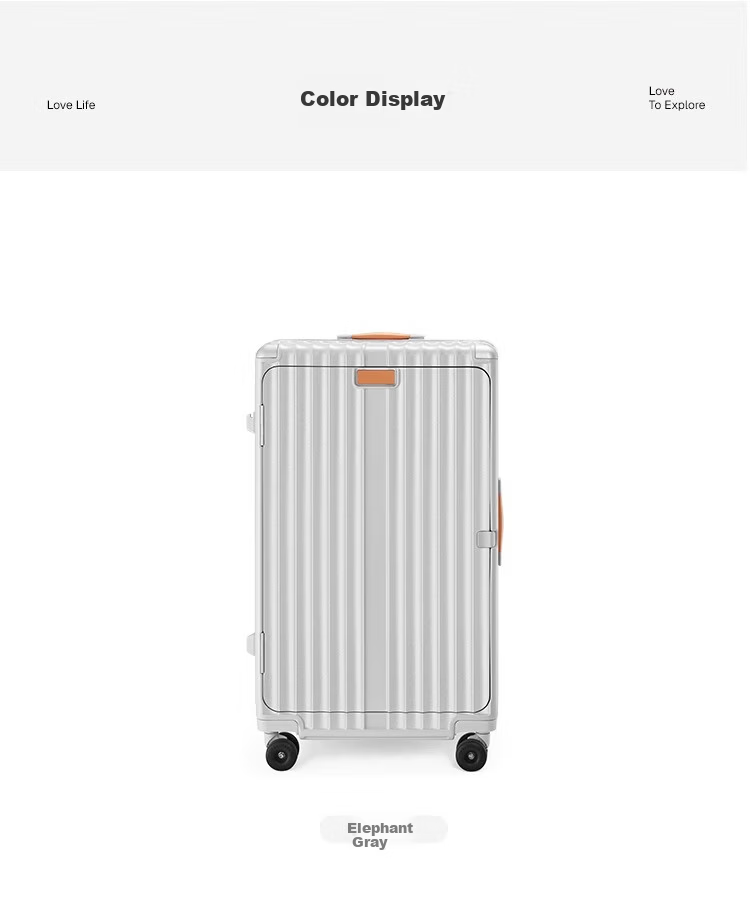 Dream Traveller Large Capacity Luggage Spinner Multifunctional Trolley Suitcase Side Opening Travel Bag 26 Inch Elephant Gray 11
