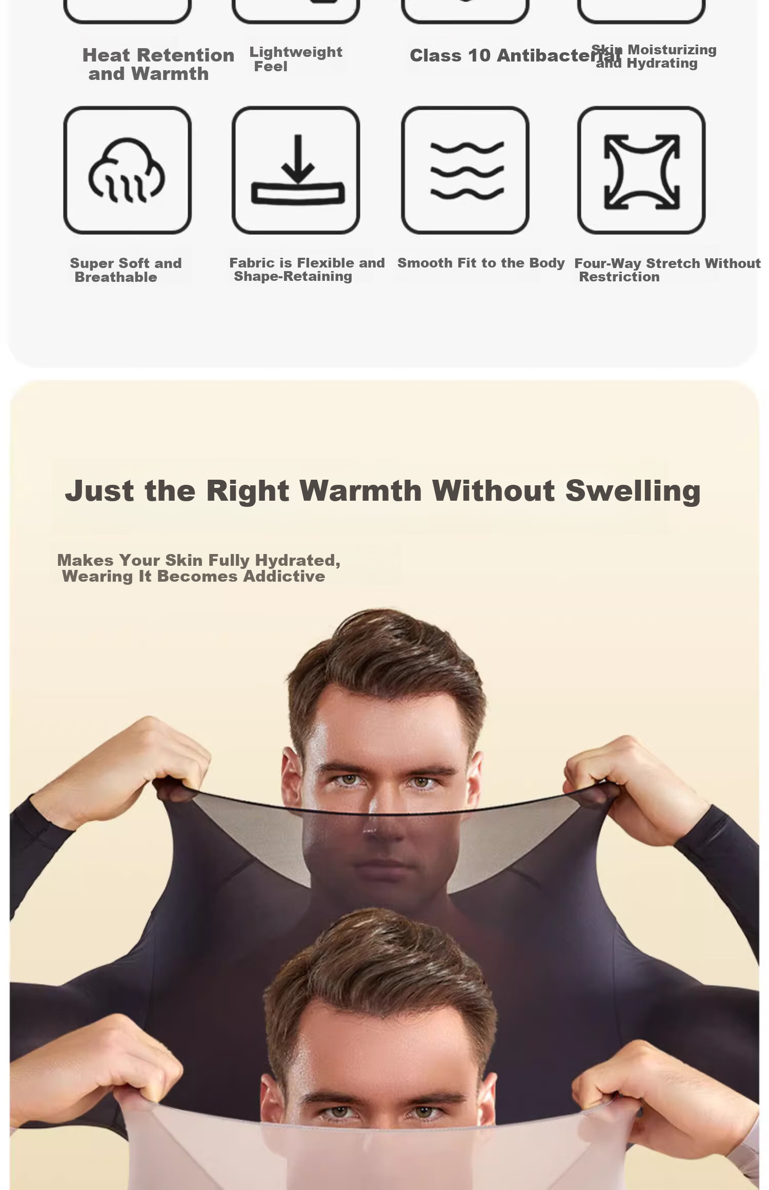 BOPRUIEY Men's Thermal Ultra-Thin Base Layer Hyaluronic Acid Underwear 2025 New Autumn Winter Set Thermal Shirt and Pants 1