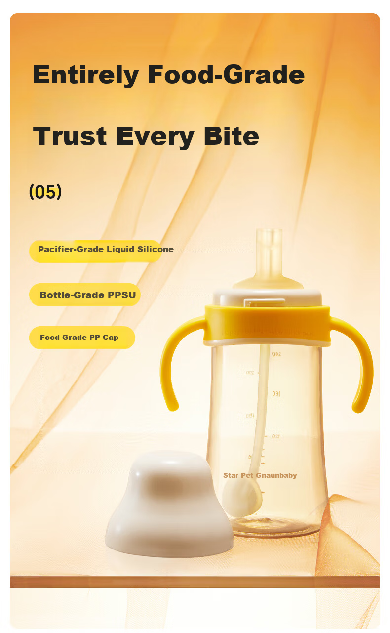 Huang Chong Easy Suck Training Drinking Cup Baby Straw Bottle 4+ Months Anti-Choke Duckbill Milk Cup 160ml 18