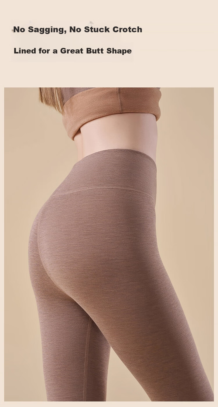 MiiOW Camel Silk Women's Thermal High-Waist Seamless Slimming Fleece-Lined Autumn Leggings Thermal Base Pants 11