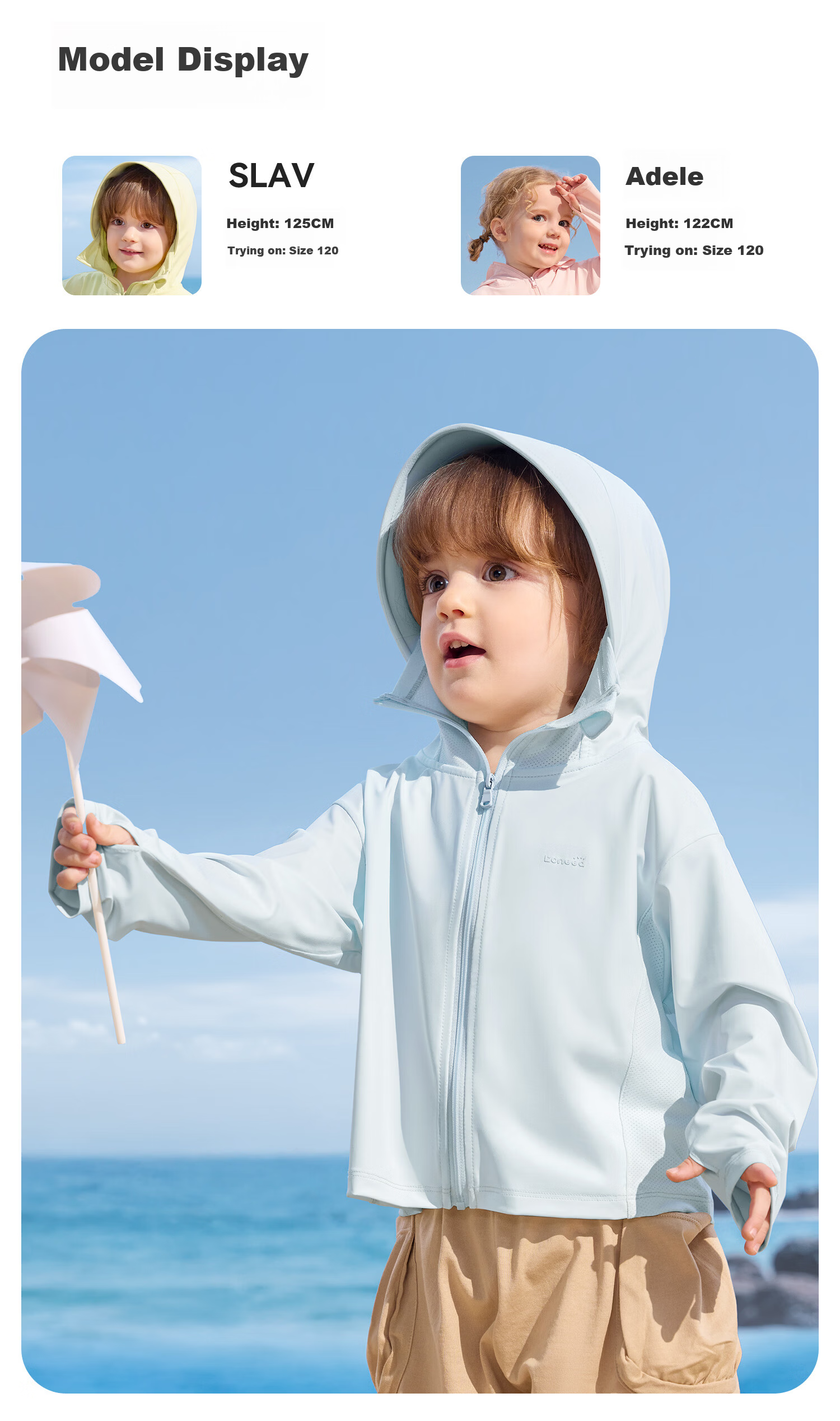 Kidsneed Kids Sun Protection Jacket Cooling Breathable Baby UV Protection Summer Hooded Coat for Boys and Girls 13