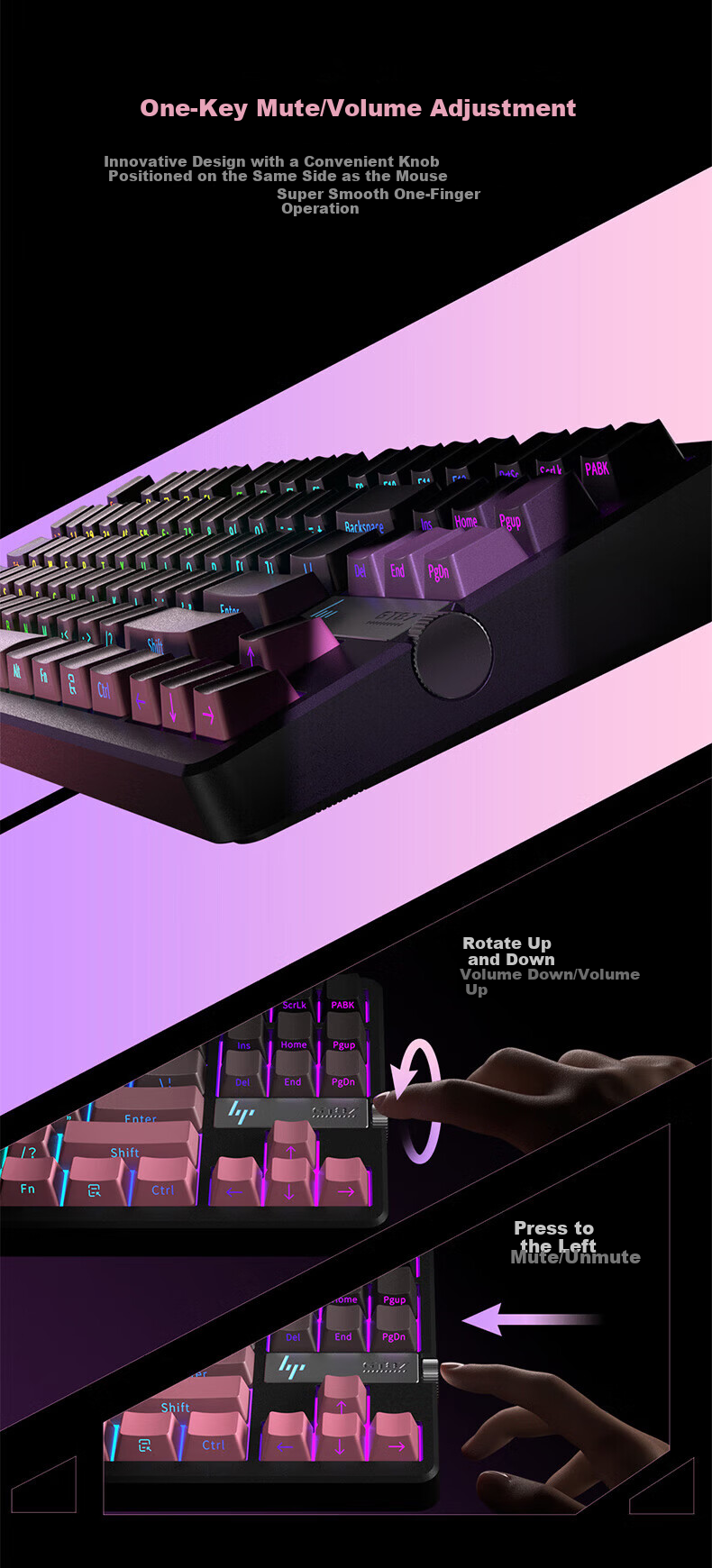 HP GT87 Custom Wireless Tri-Mode Bluetooth Gaming And E-Sports Dedicated Computer Keyboard with White Equal Height Lines And Glass Switches 3