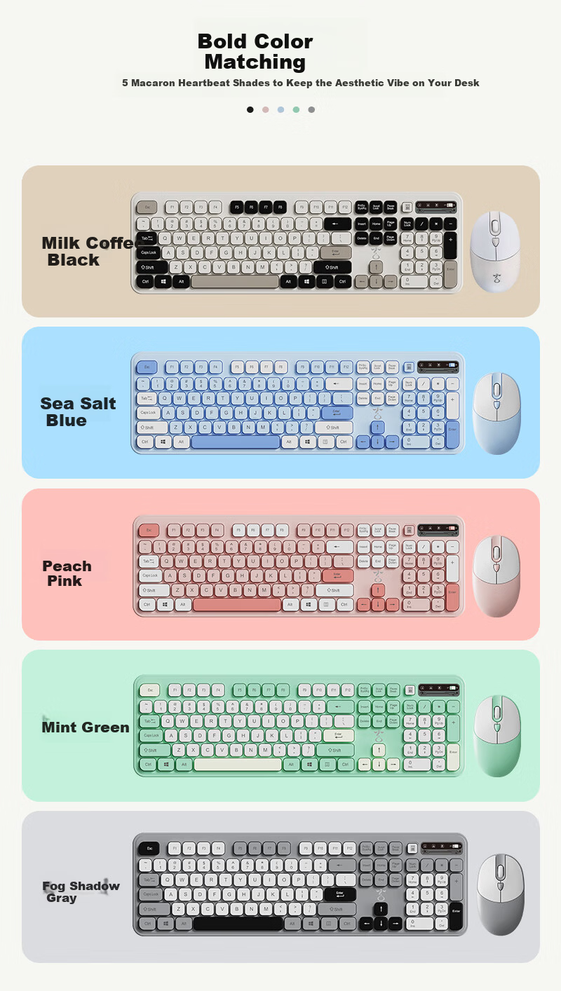 Unisplendour Xuan Niao KM500W Wireless Keyboard and Mouse Set Silent Peripheral Keyboard and Mouse Office Business Gaming Desktop Laptop Tablet Universal Mint Green 2