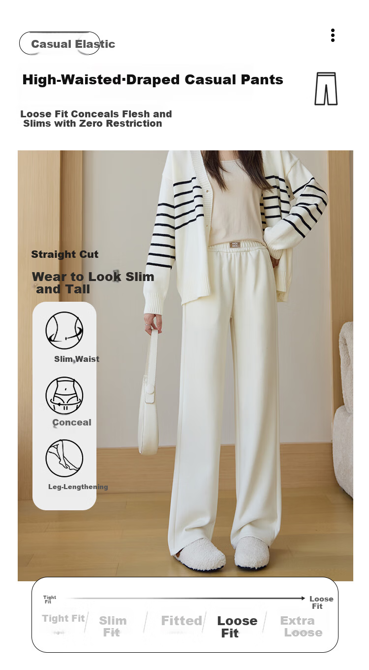 Free Style Wide-Leg Pants for Women Spring 2025 New High-Waist Slim Fit Narrow Casual Trousers 1