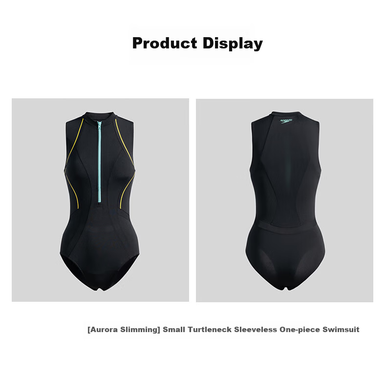 Speedo Black Label Hero 6.0 Sharkskin Aurora Slim Fit High Neck Sleeveless One-Piece Racing Training Swimsuit Black 34 3