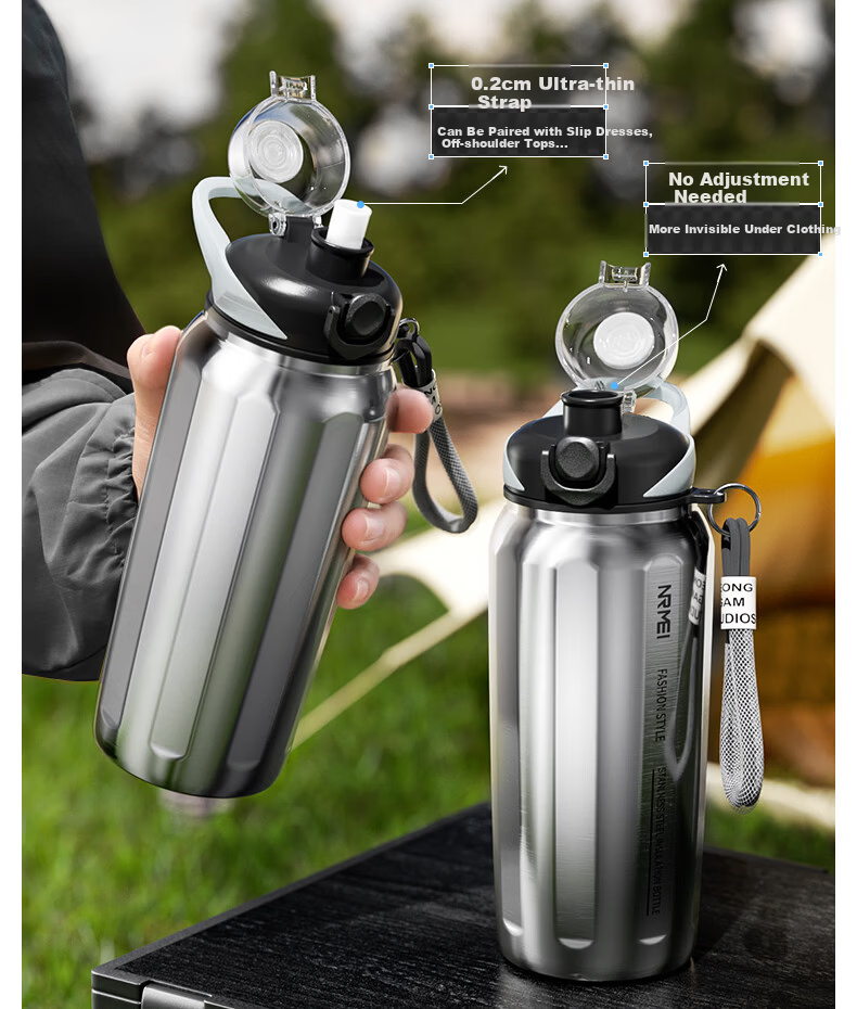 NRMEi Insulated Large Capacity 316 Stainless Steel Sports Water Bottle with Straw for Boys Teens 12-18 Years Outdoor 24