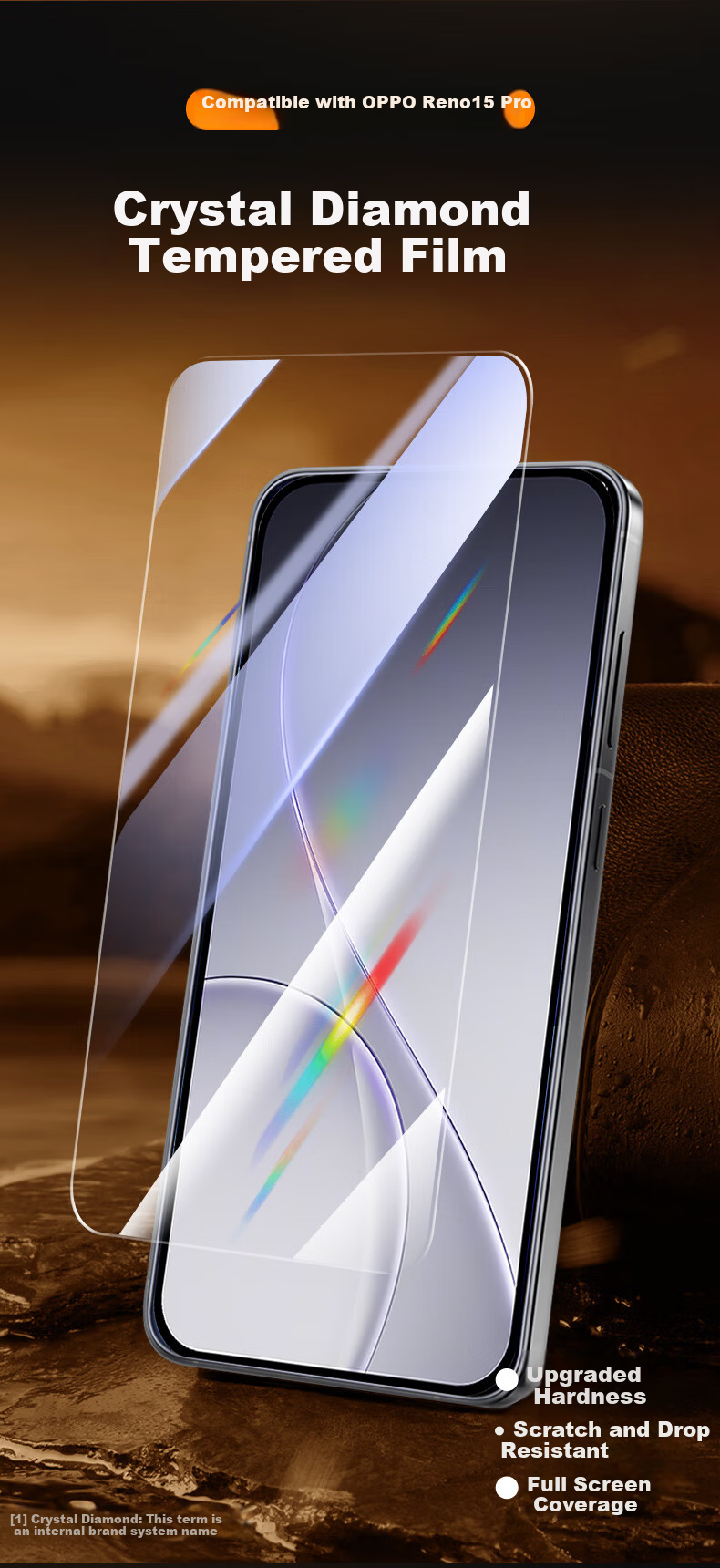 Coollefone [Value Pack of 2] Tempered Glass Screen Protector for OPPO Reno15 Pro, Ultra-Thin HD Full-Screen Anti-Fingerprint and Drop-Resistant Film 1