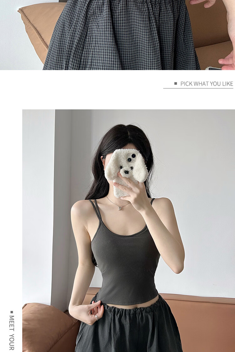 Langsha White Camisole Vest for Women 2026 New Slim Fit Outerwear with Chest Pad, Beautiful Back Cotton Yoga Base Shirt 19