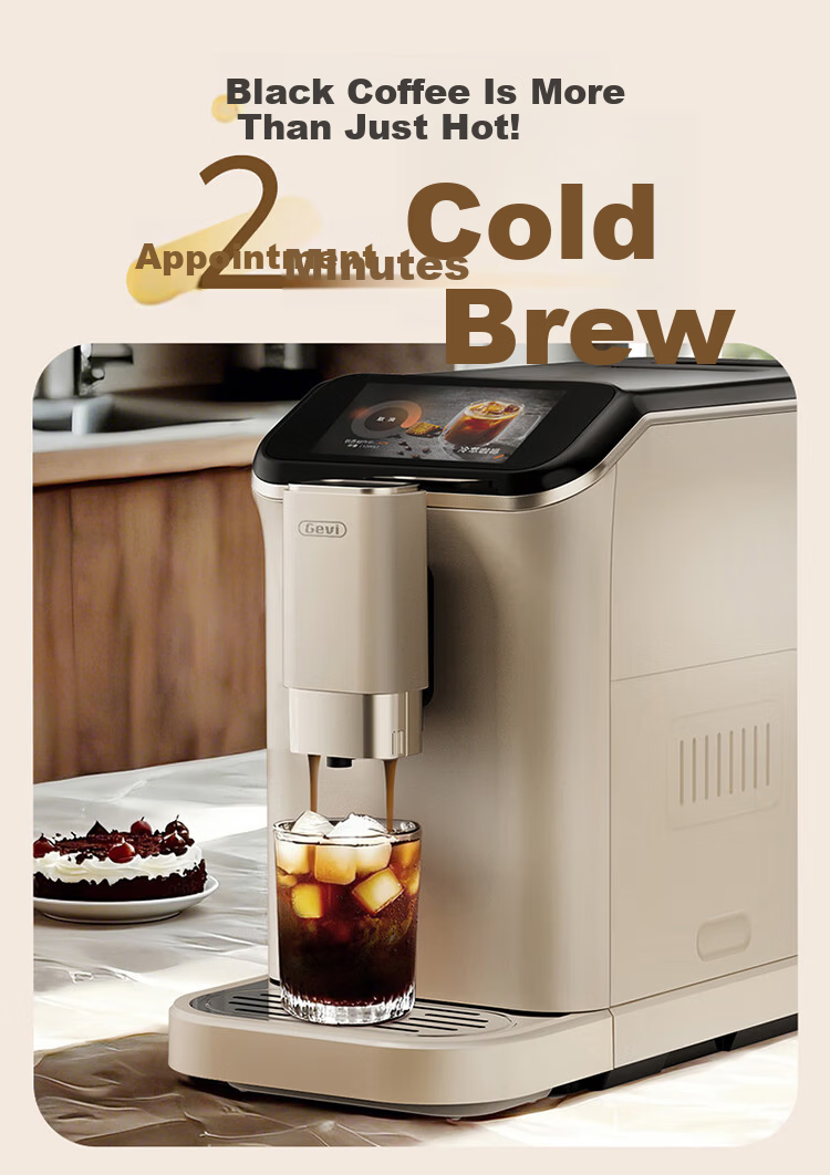 Gevi Fully Automatic Coffee Machine Home Cold and Hot Dual Extraction Grinder Integrated Small Coffee American Automatic Milk Frother Dual Heating GV-K03A Milk Coffee White Gift Choice 11