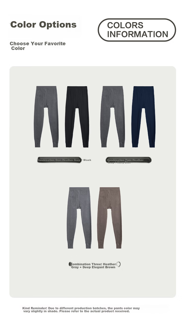 Hodo Home 2-Pack Pure Cotton Autumn Thermal Underwear Men's Lightweight Warm Cotton Pants Men's Thermal Pants 6