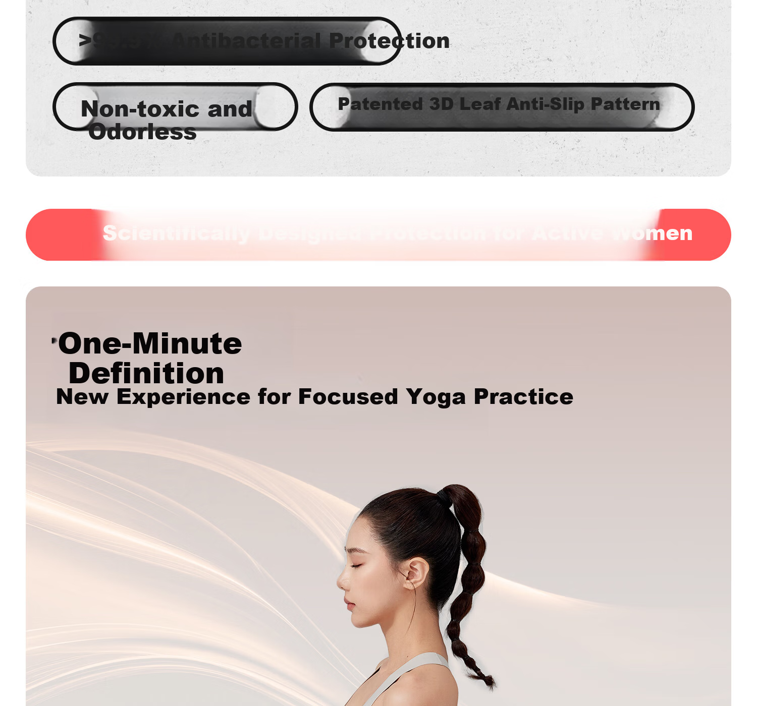 Yottoy Antibacterial Yoga Mat Non-Slip Mat Women's Floor Mat Home Fitness Mat Thickened Shock Absorption Silent Soundproof Exercise Mat 7