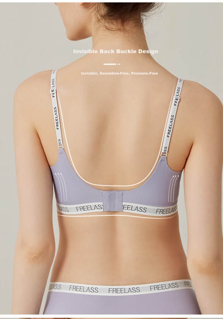Fuli Girl Seamless Oxygen Bra Women's Thin Comfortable Wireless Bra Purple L (Fits 80A/B/C) 11
