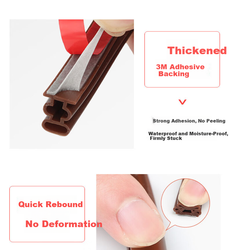 Oumai Anti-theft Door Sealing Strip 10x6mm Weatherproof Soundproof Door Gap Insulation Strip 11