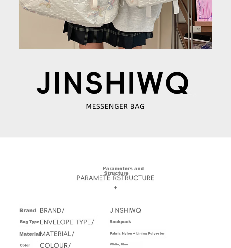 JINSHIWQ High-Value School Backpack for Girls, Junior High, High School, and College Students, New Stylish Japanese-Style Versatile Travel Shoulder Bag 2