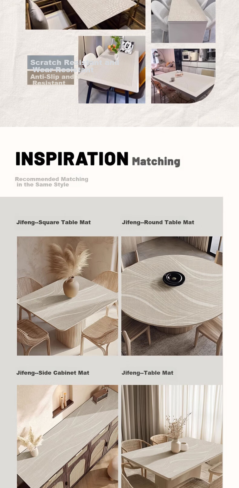 Fengliang Waterproof Oil-Resistant Thickened Table Mat Tablecloth Desktop Protective Mat Stain-Resistant Wash-Free Heat Insulation Coffee Table Desk Mat Customizable 3