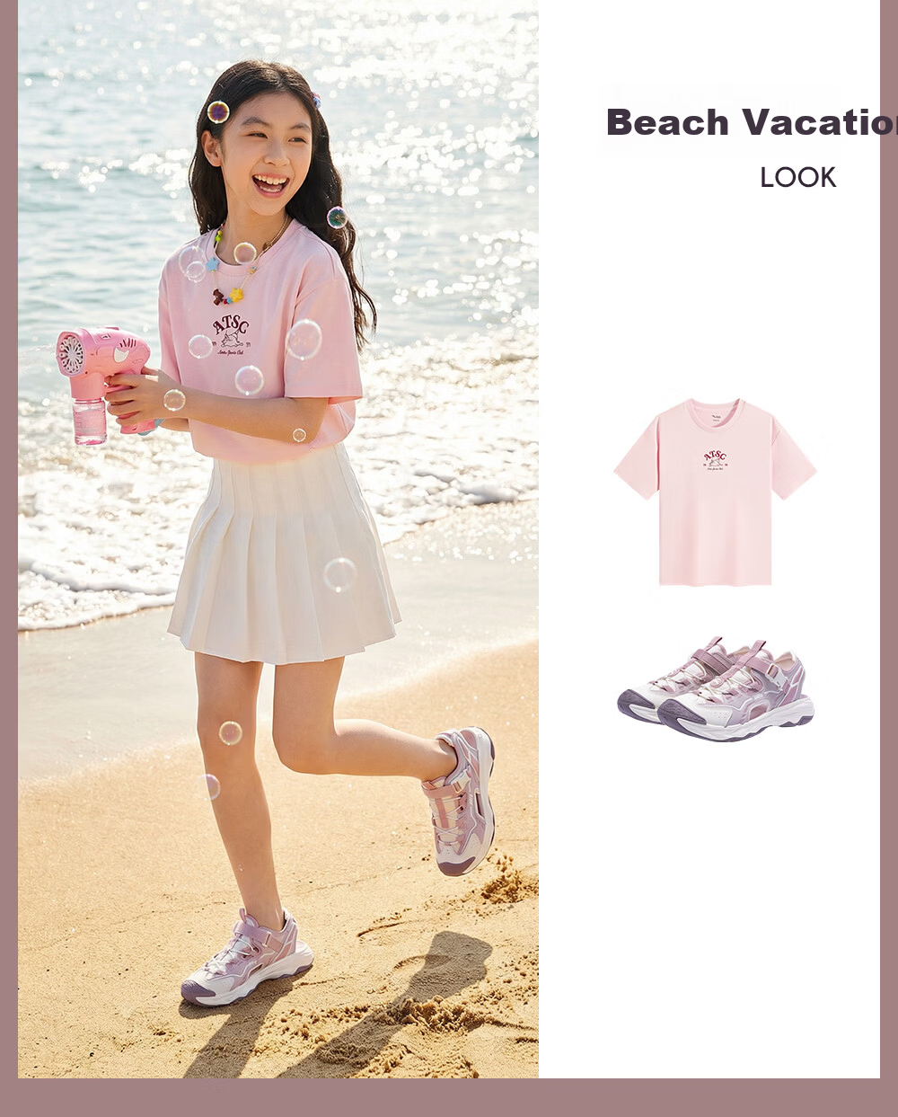 Anta Kids Girls Summer 2026 Breathable Non-Slip Outdoor Closed-Toe Sandals A22626924 7
