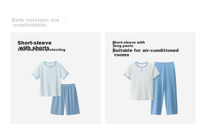Jiao Nei Cotton 511S Kids' Striped Short Sleeve Pajama Set Boys and Girls Homewear Spring Summer Moisture-Wicking Quick-Dry Breathable 2