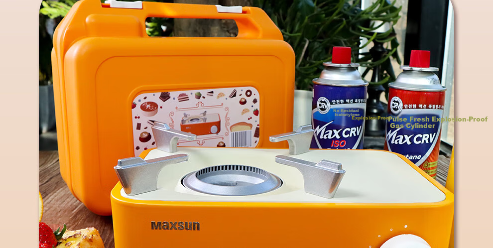 Maixian Portable Multifunctional Cassette Stove Latte Outdoor Mini Gas BBQ Stove 2.1kW Purple 6