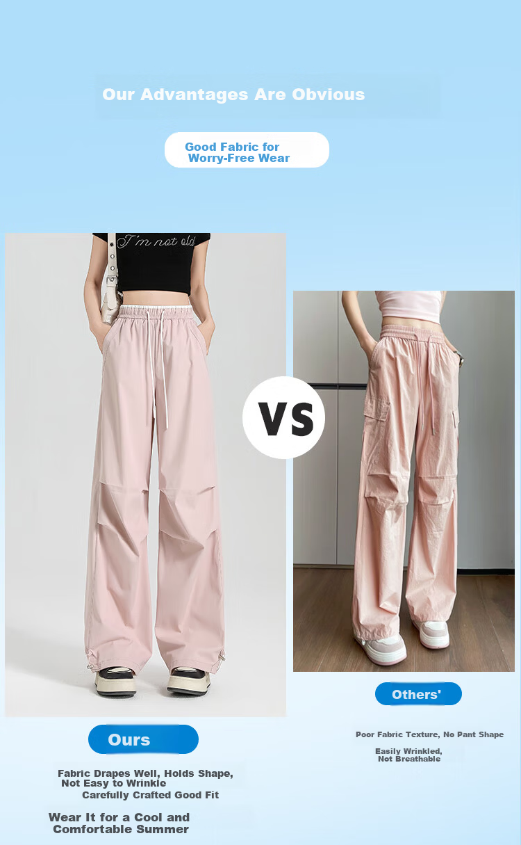 Free Style Paratrooper Cargo Pants for Women Spring Summer High Waist Draped Casual Wide Leg Ice Silk Quick-Dry Hiking Sports Pants 5