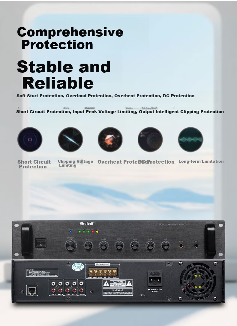 Shuledi AV-2000 Domestic IP Amplifier Network Amplifier High Power Analog Network Cable Connection for School Factory Remote Paging Intercom (Power: 100W) 7
