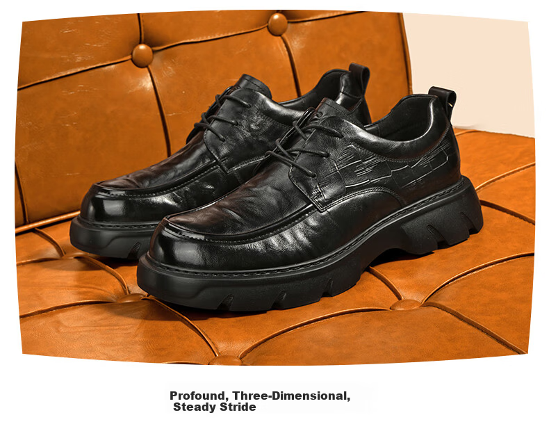HLA Men's British Style Thick Sole Height Increasing Business Casual Derby Shoes HAAPXM3EBI302 Black Size 39 5