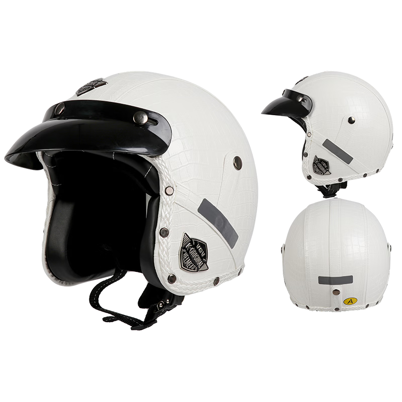 VGV 3C Certified Motorcycle Helmet Summer Electric Vehicle Half Helmet Retro Three-Quarter Helmet White Plaid XXL