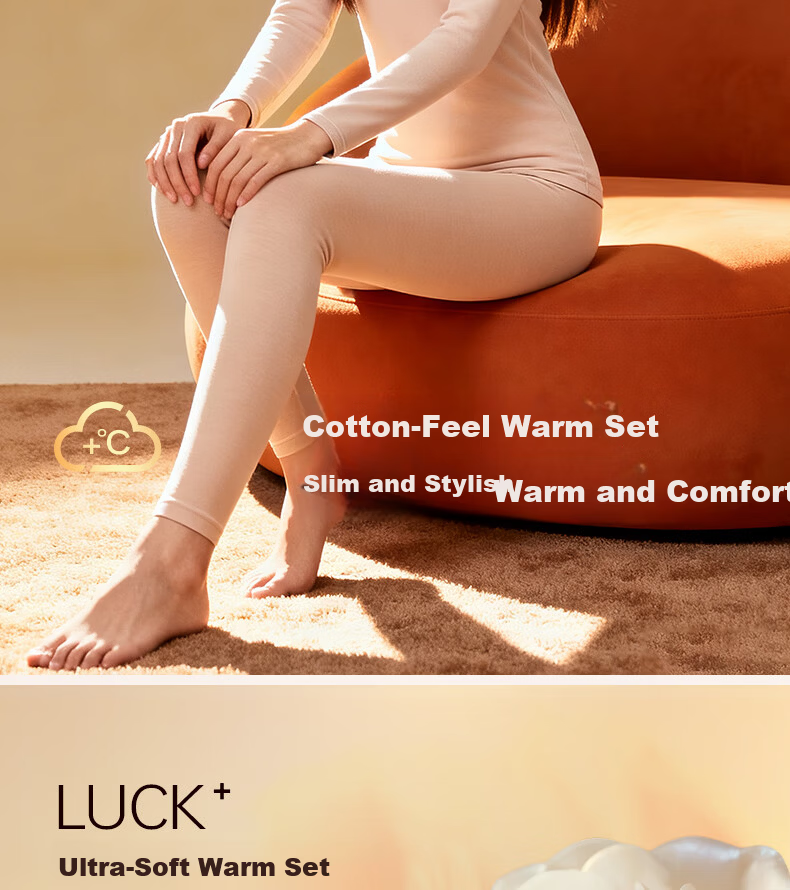 LUCKMEEY Thermal Underwear Set Combed Cotton Heat Retaining Base Layer Slim Fit Pure Cotton Autumn Long Johns for Men and Women Winter Innerwear 2