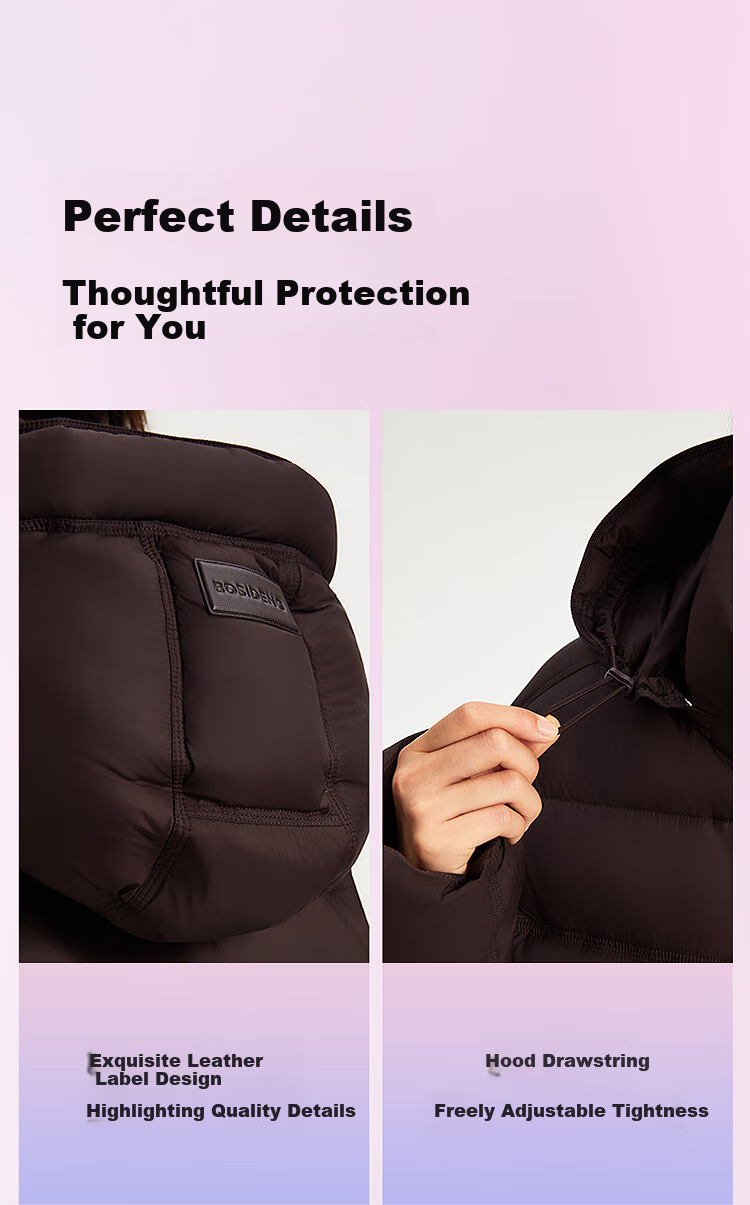 Bosideng Women's Winter 90% Down Puffy Thickened Hooded Jacket Warm Coat Mall Hot Sale Same Style 17