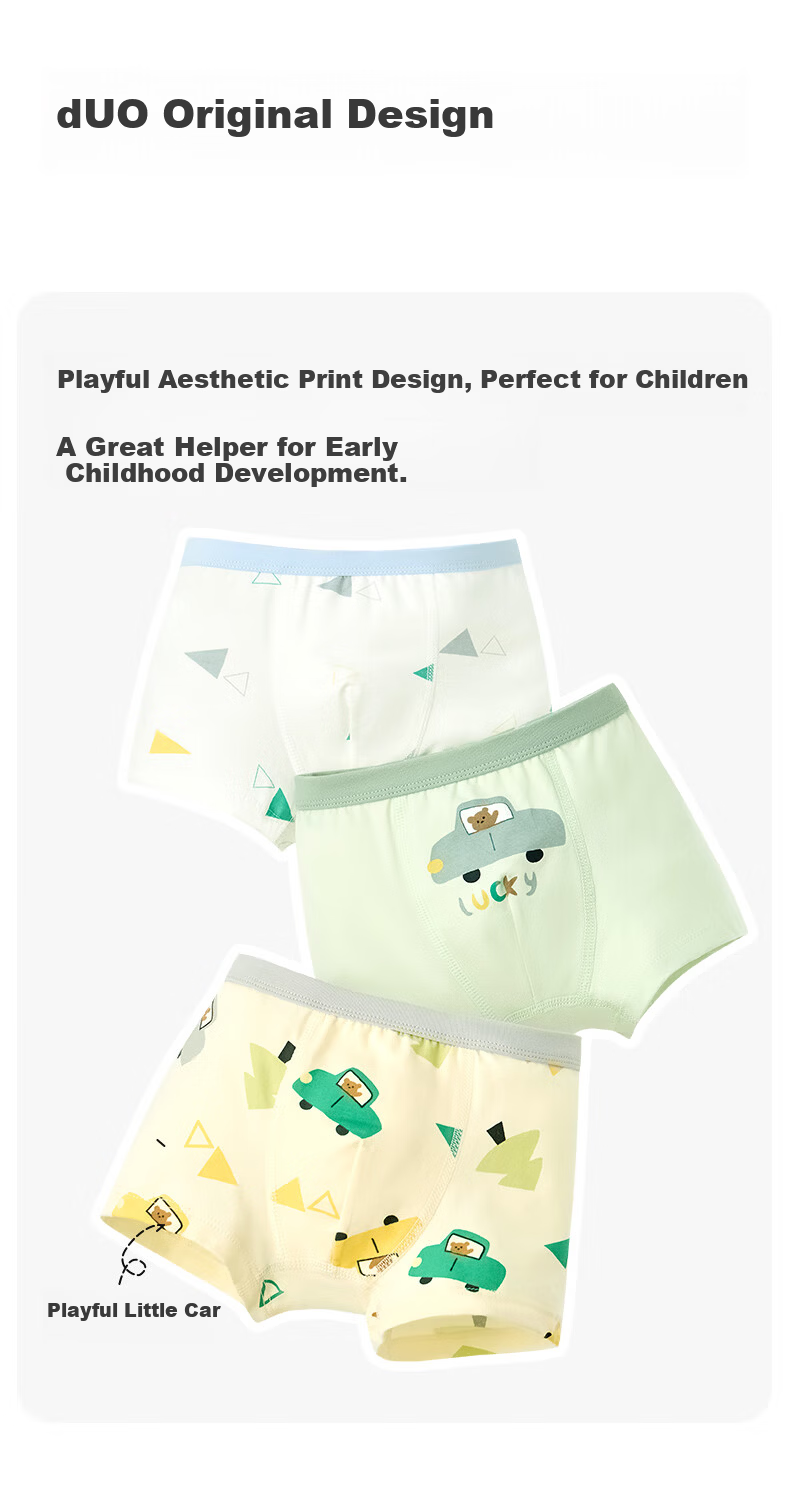 Nido Bear Boys' Cotton Breathable Antibacterial Boxer Briefs for Kids, 3-Pack 14