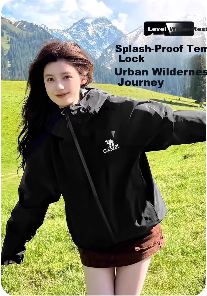 Camel Women's Softshell Jacket Windproof Waterproof Fleece Lined Warm Anti-Static Hooded Jacket for Men 4