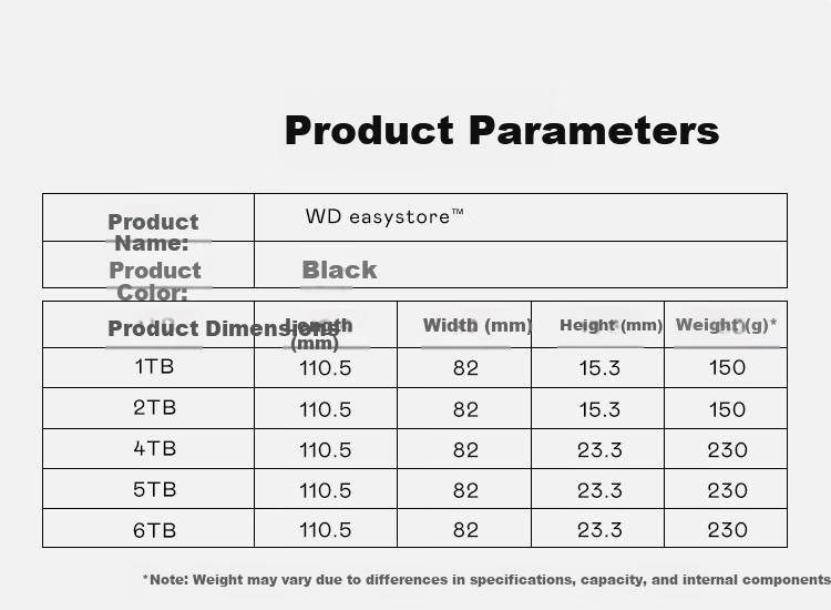 Western Digital easystore 2TB Portable External Hard Drive USB 3.0 2.5-inch Mechanical HDD Laptop Backup Large Capacity Home Storage 7
