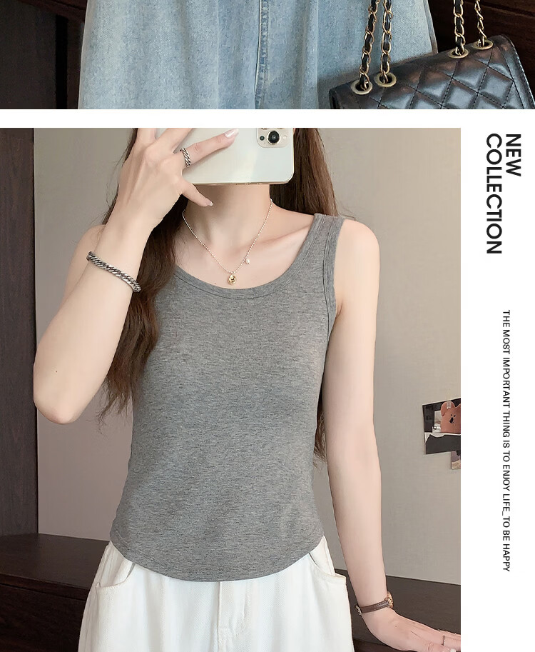Yiershuang Women's Breathable Thin Spring Summer Tank Top Bra Integrated Camisole 17