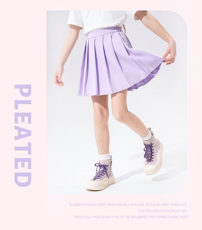 Mark Fairwhale Pleated Skirt Girls Short Skirt School Style Summer 2026 New JK Skirt Children's Sports Skirt White 130 19