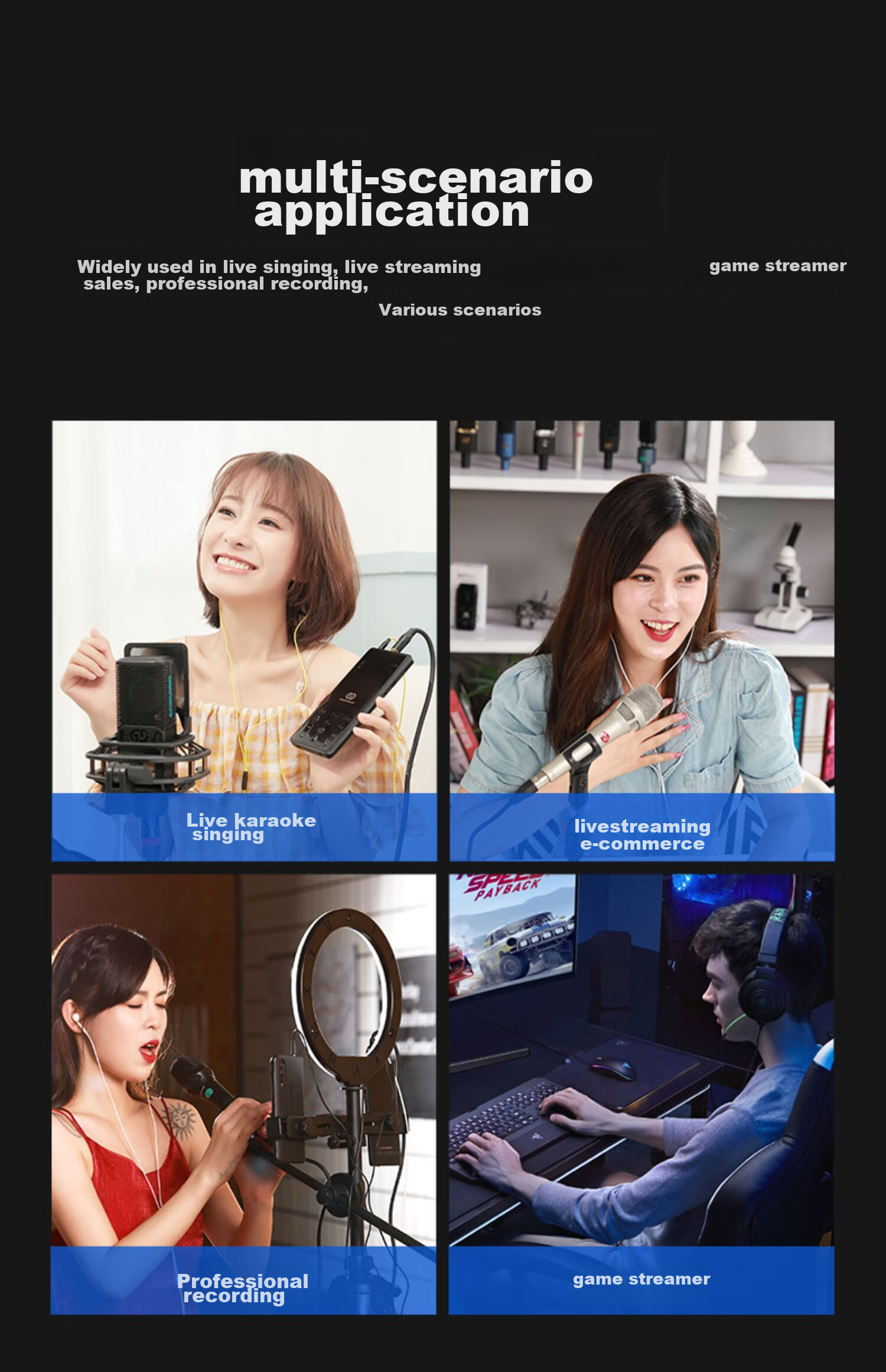 Seeknature ST60 Mixer Sound Card Kit for Mobile Phone Live Streaming, Computer, Douyin, Kuaishou, Universal for Streamers, Singing, Quanmin K Song, Recording, Live Streaming Equipment Complete Set with Condenser Microphone 33