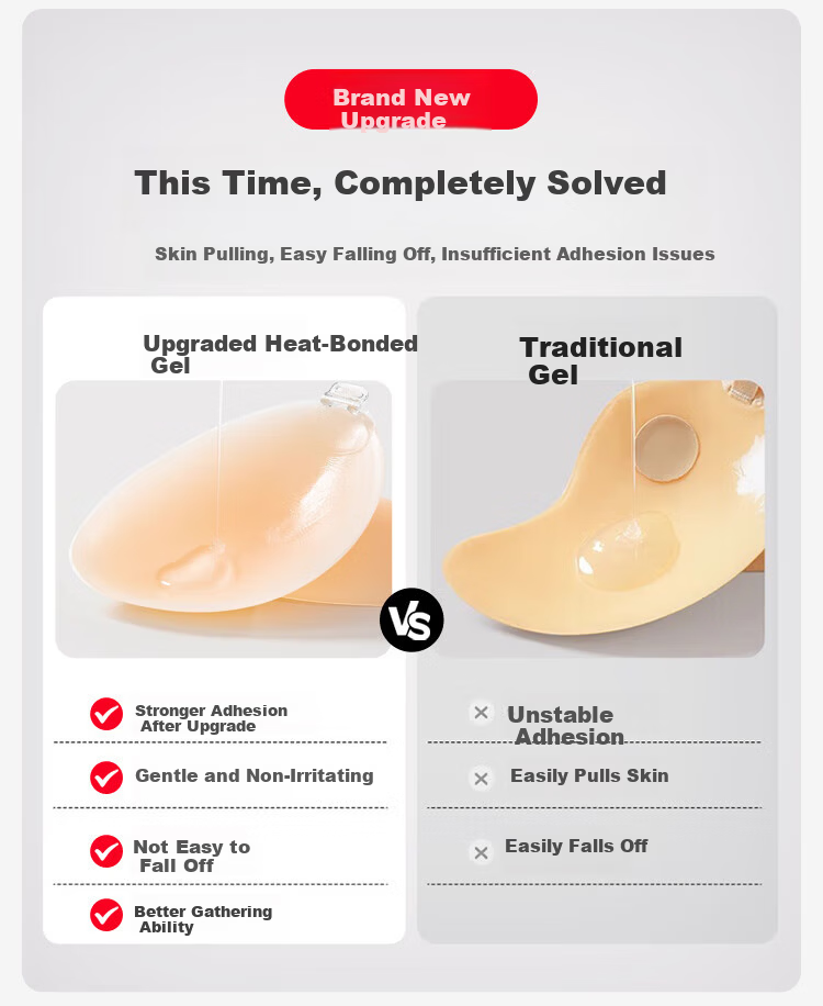 FitonTon Strapless Invisible Adhesive Bra for Women Wedding Dress, Seamless, Anti-Exposure, Push-Up Breast Pads 1