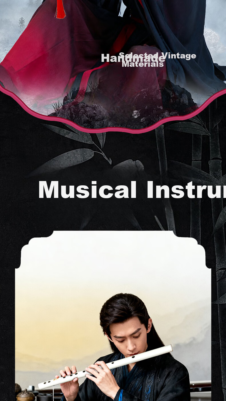 Swan Cosplay Ancient Style Black D Key Flute Refined Performance Beginner Transverse Flute Chen Qing Flute Magic Dao Flute Musical Instrument 2