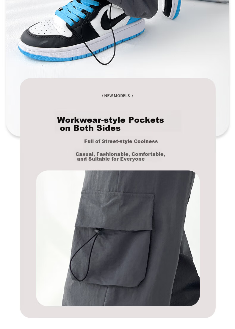 Langsha Women's Spring Summer Wide-Leg Cargo Pants American Style Hiking High-Waist Paratrooper Casual Street Dance Quick-Dry Sports Pants 14