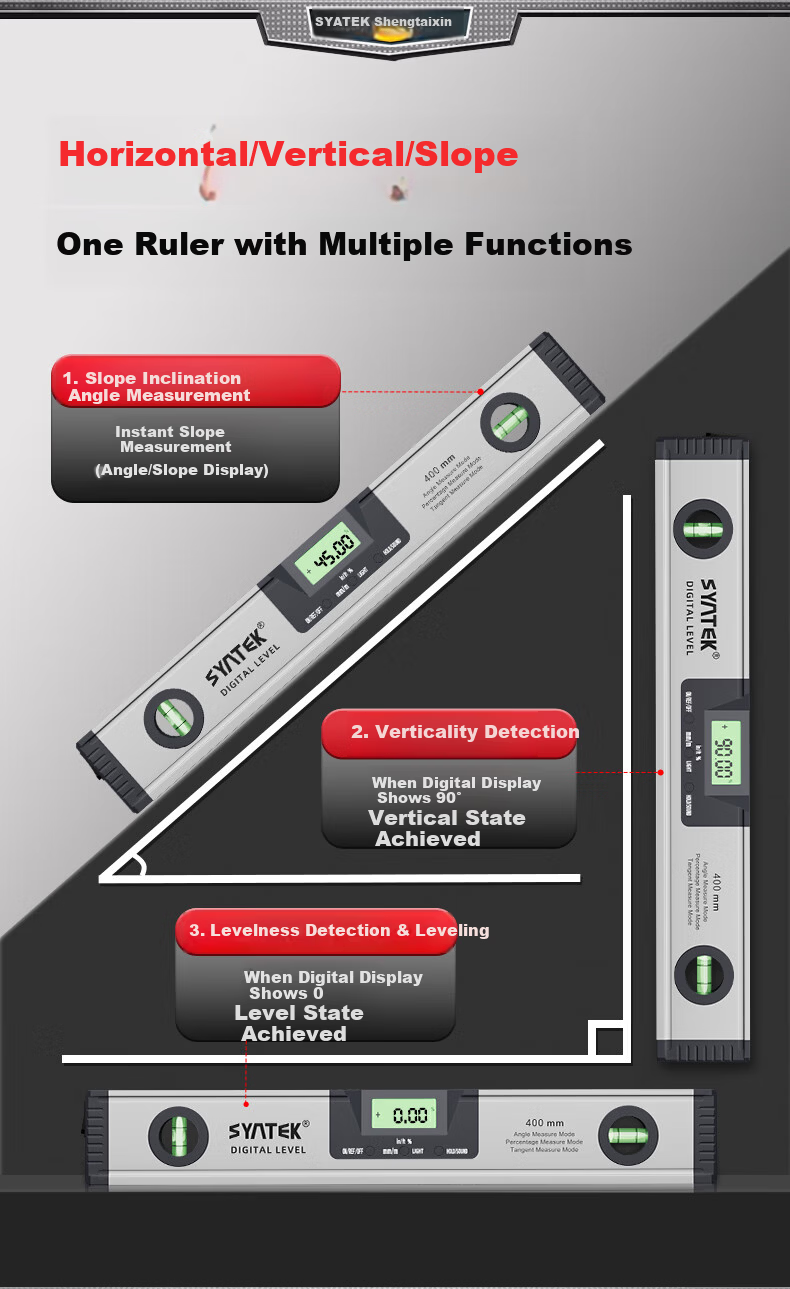 SYNTEK Digital Level High-Precision Electronic Level Laser Multifunction Magnetic Infrared Spirit Level 600mm 4