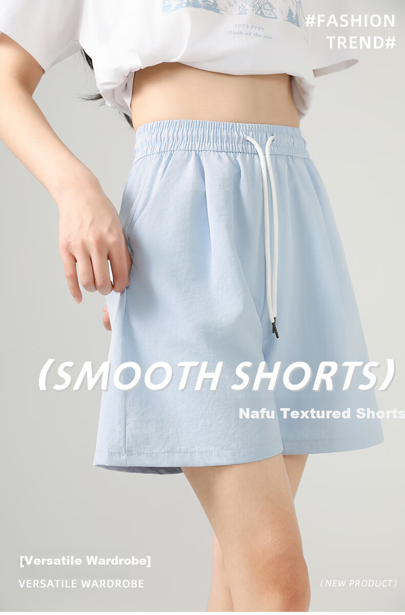 Jeanswest Women's Summer New Fashion Versatile Cool Milk Fabric High Waist Slim A-Line Shorts 1