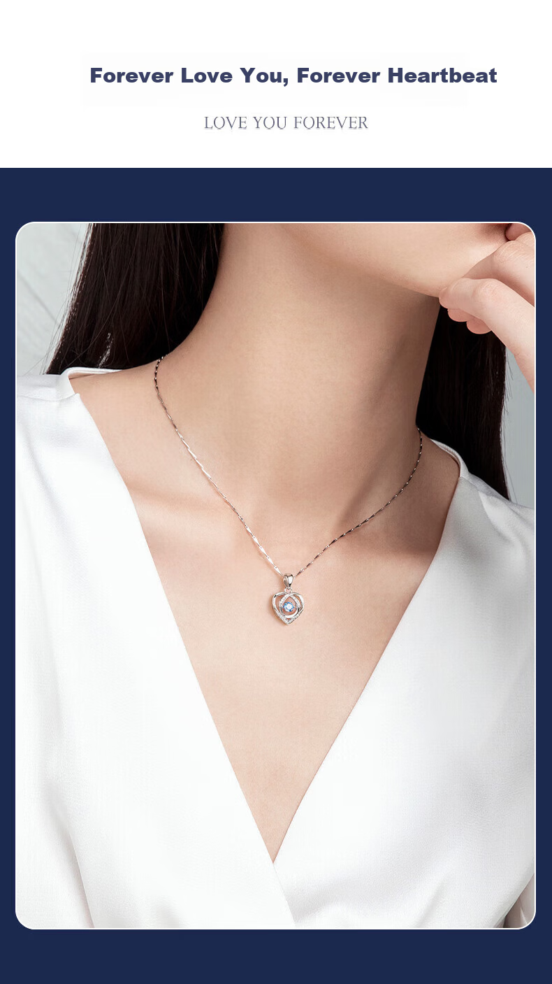 GLTEN Swarovski Zirconia 999 Sterling Silver Necklace Women's Pendant Luxury Birthday Gift for Girlfriend Wife 9