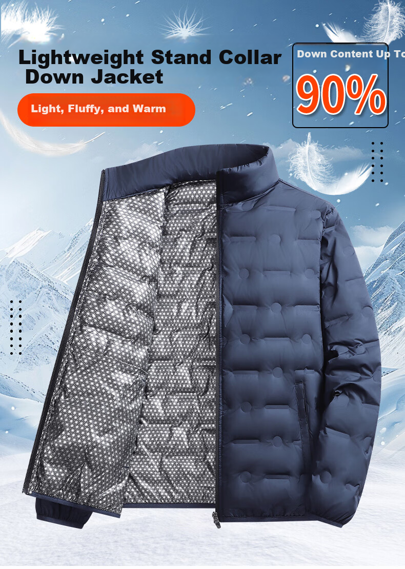 ROMON Men's Down Jacket Winter Trendy Casual Comfortable Warm Stand Collar Coat Black M 7918 2