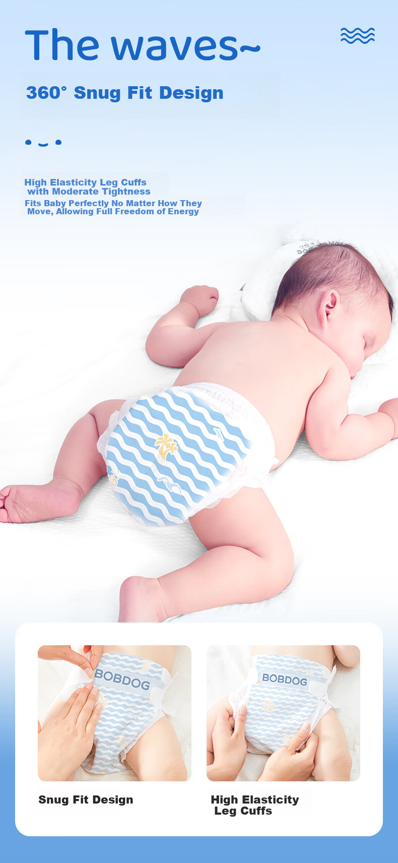 BOBDOG Small Wave Ultra Soft M90 Pieces (4.5-8.5KG) Baby Diapers [Brand Direct Supply, Trusted Quality] 7