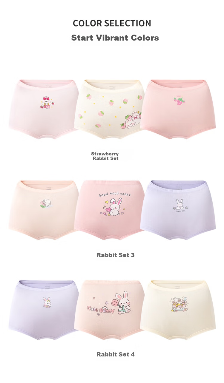 THREEGUN Children's Modal Antibacterial Underwear 5A Crotch Girls' Boxer Briefs 3-Pack Rabbit Set Size 140 16