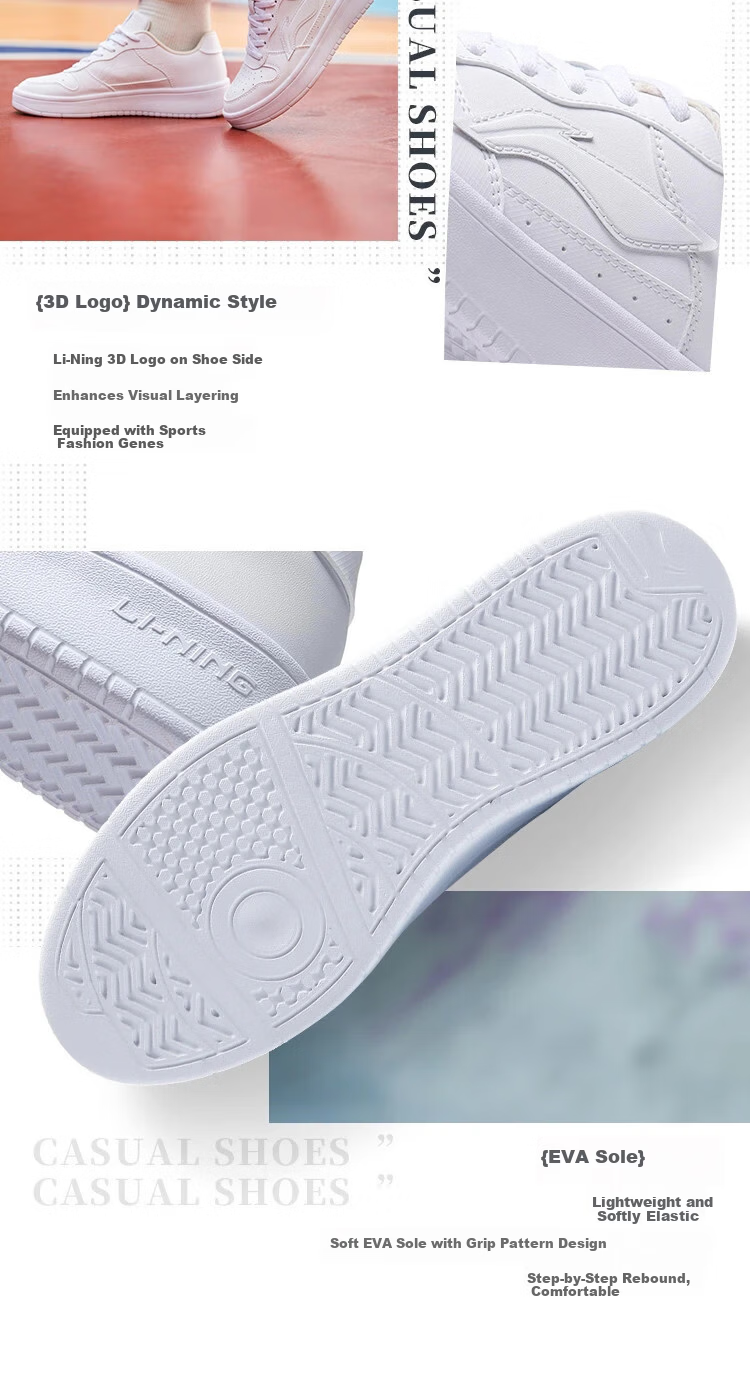LI-NING Floating Boat Women's Low-Cut Comfortable Lightweight Breathable White Sneakers Classic Casual Fashion Everyday Versatile Skate Shoes for Women 3