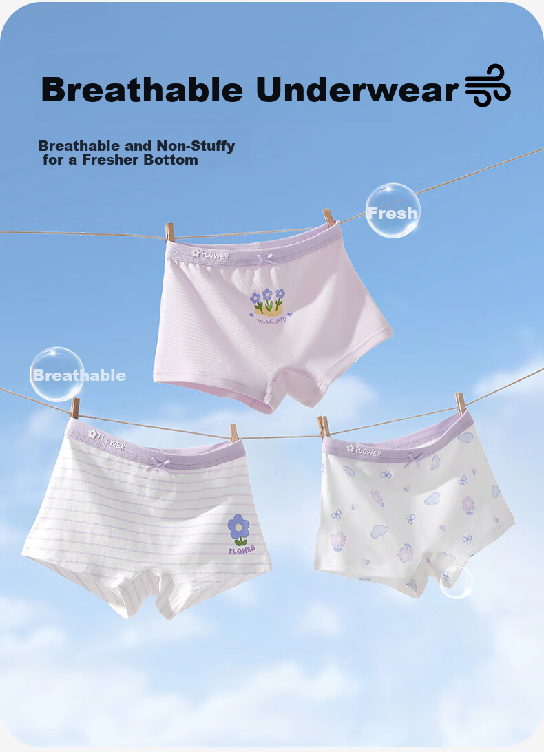 Inborn Girls' Cotton Boxer Briefs Children's Four-Point Underwear 10738 3-Pack Size 120 5