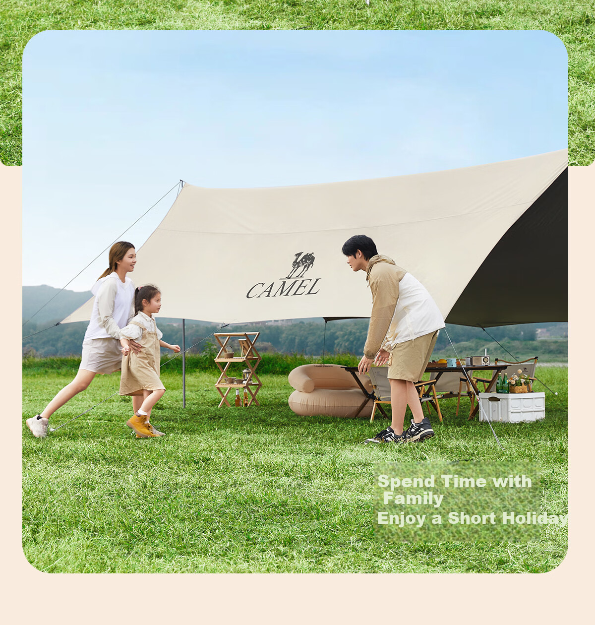 CAMEL Outdoor Titanium Black Gel Canopy Tent Camping Sun Protection Rain Shelter Equipment 133CA6B014 26