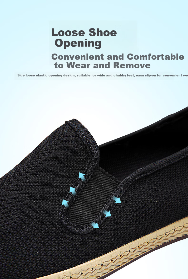 BUS HEYUAN Traditional Beijing Cloth Shoes for Men, Breathable Comfortable Middle-Aged And Elderly Dad Shoes 81X-9601 Black Size 40 8
